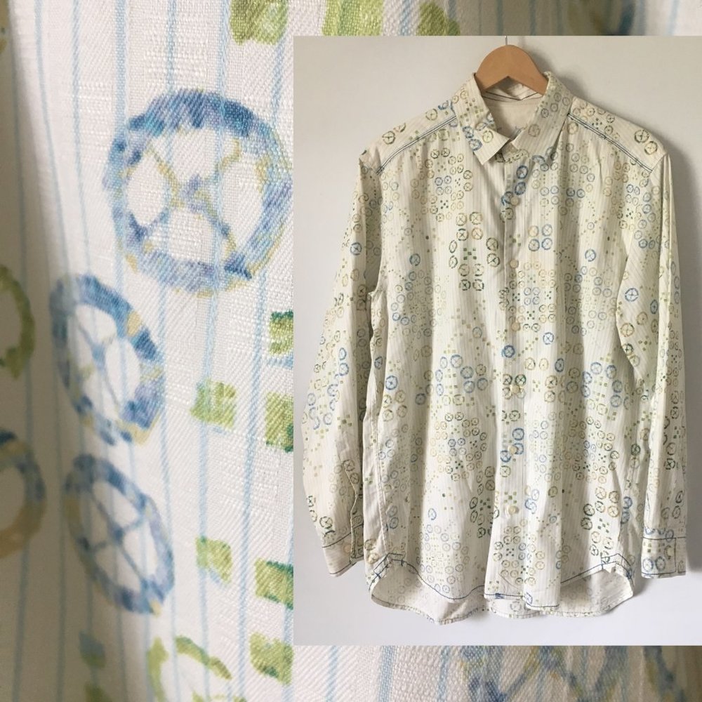Tommy Bahama Shibori cotton silk button shirt S